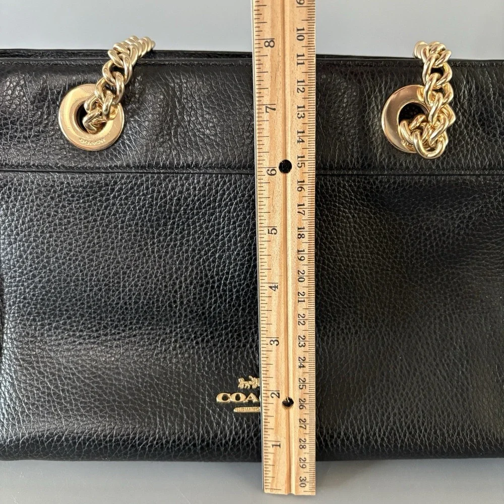 Coach Purse Brooke Chain Carryall Black Polished Pebble Leather EXCELLENT!